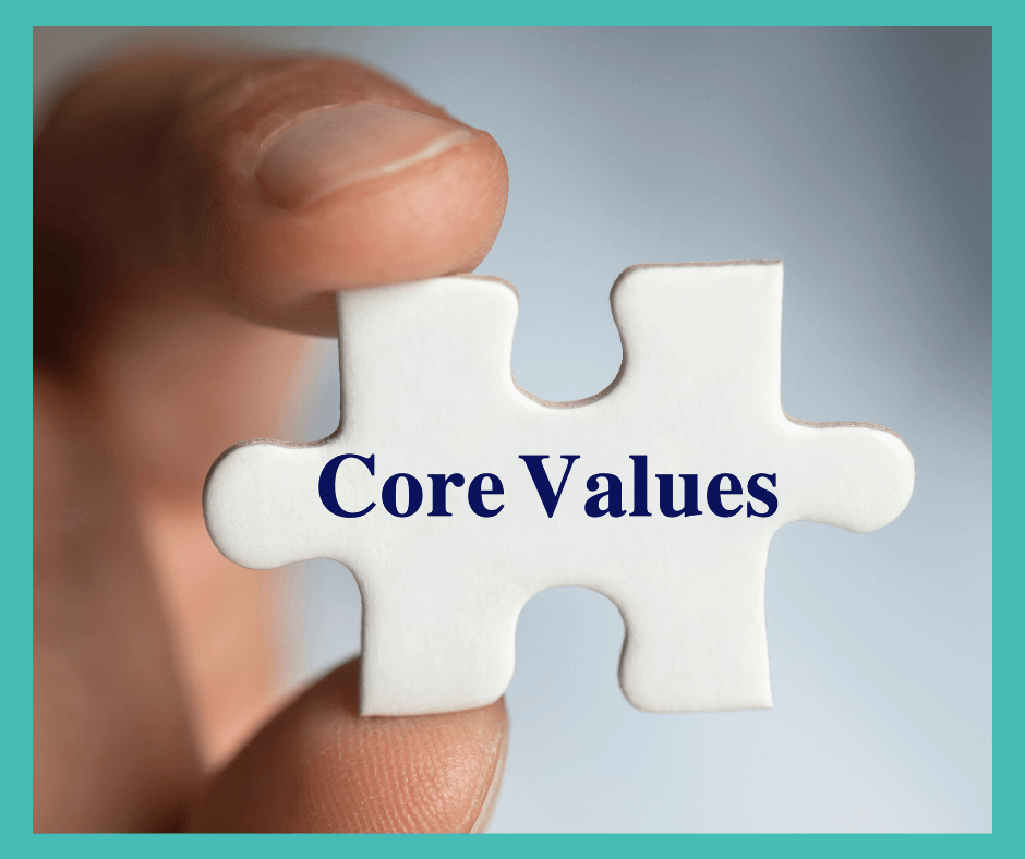 Jigsaw puzzle piece with Core Values written on