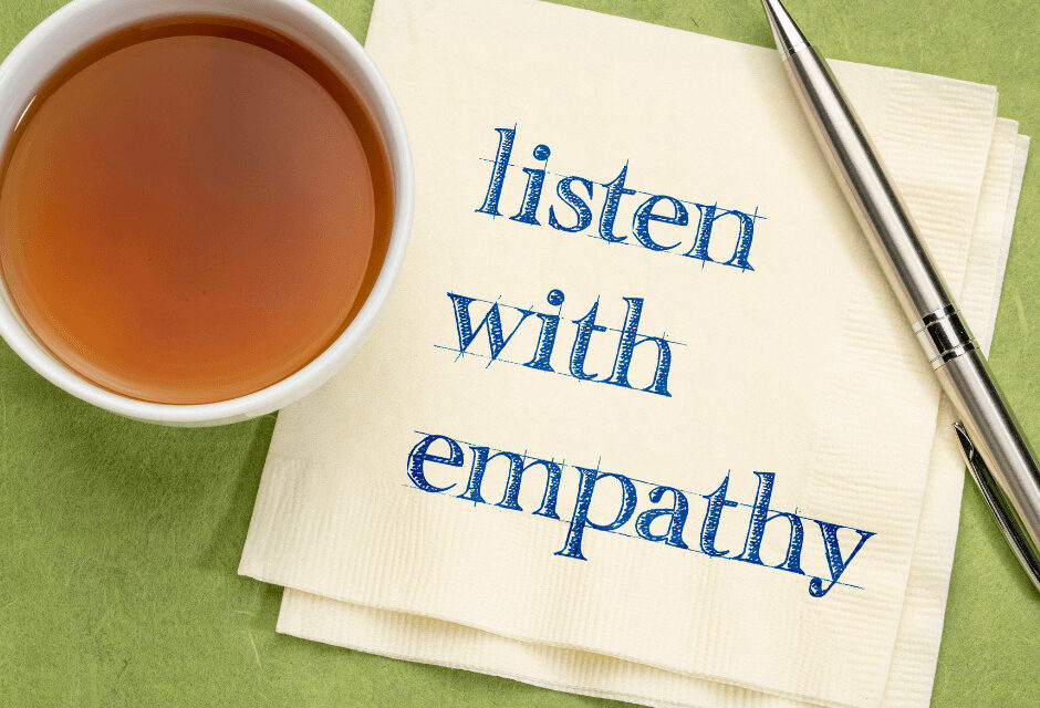 Listen with empathy post it note