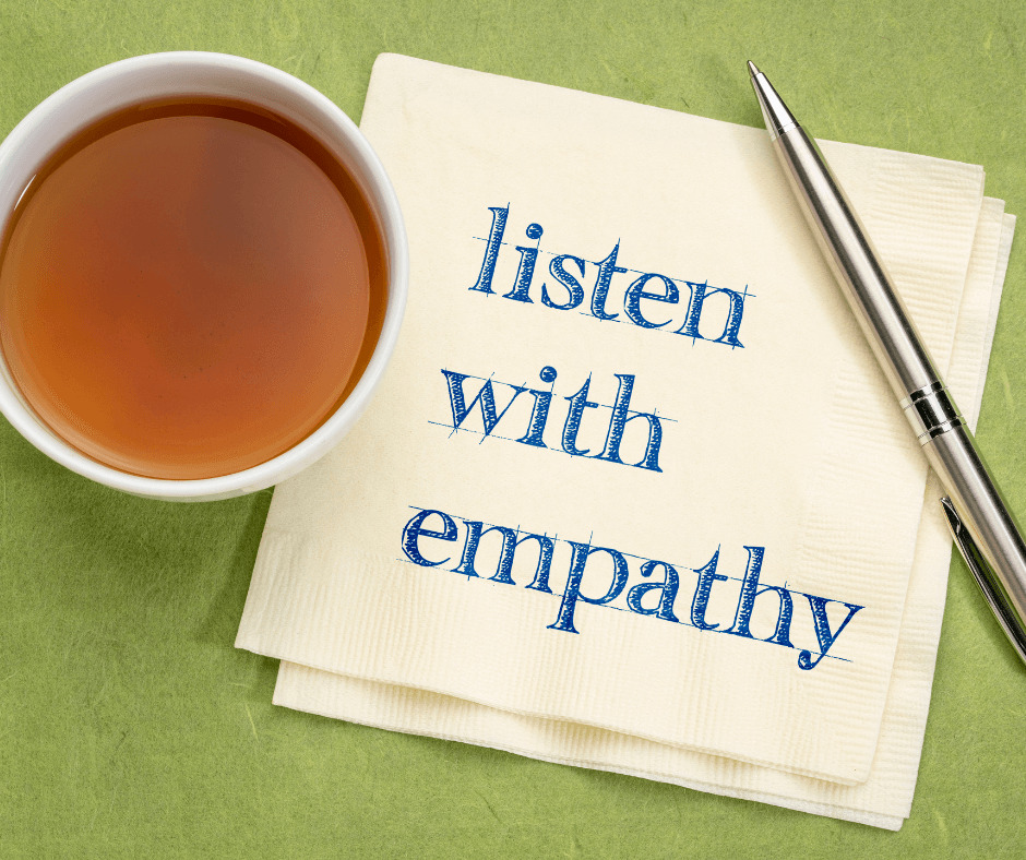 Listen with empathy post it note